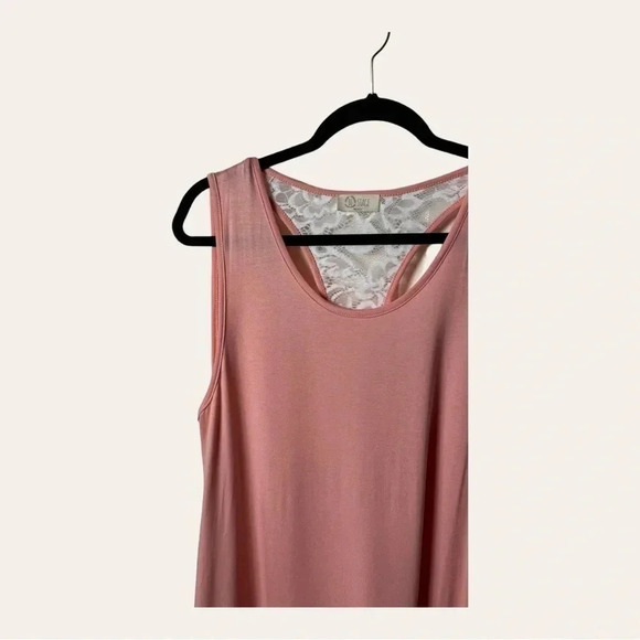 0407W. BE STAGE KNEE LENGTH DRESS PEACH IN COLOR WITH LACE SIZE LARGE - Picture 3 of 9